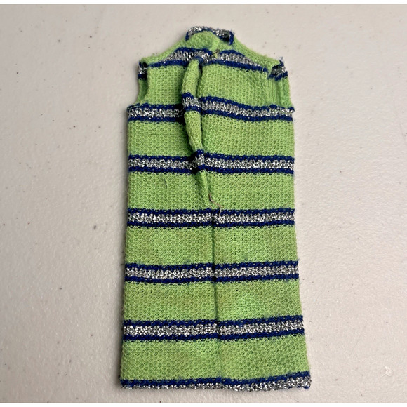 Vintage Barbie Now Knit #1452 Lime Green Knit Dress & Hat Mod 1970 Fashion - Picture 8 of 12